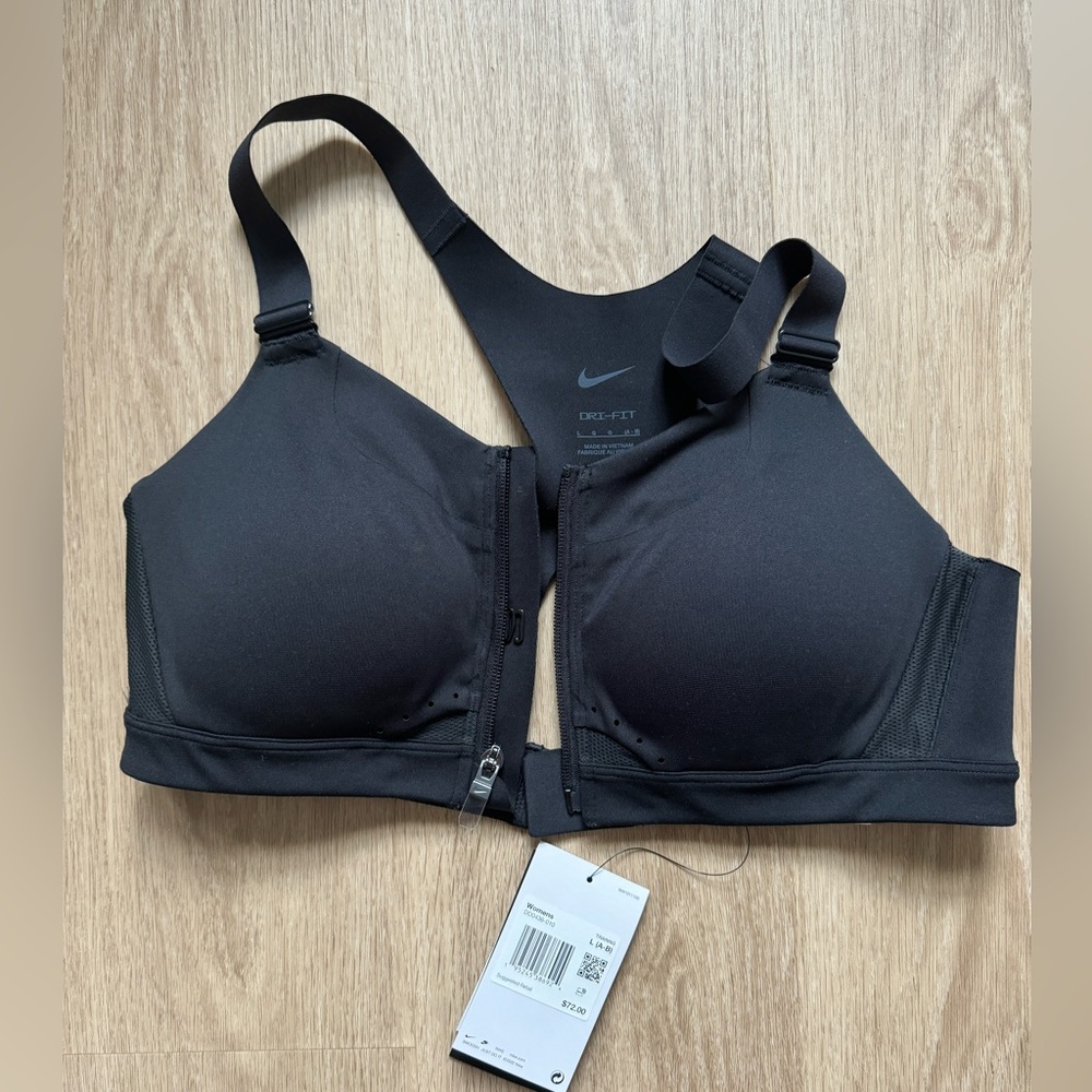 NWT Nike Front Zip Sports Bra (Nike Alpha)